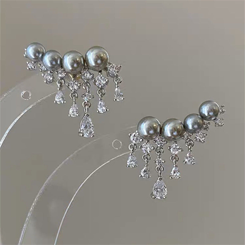 Fashion zircon tassel earrings