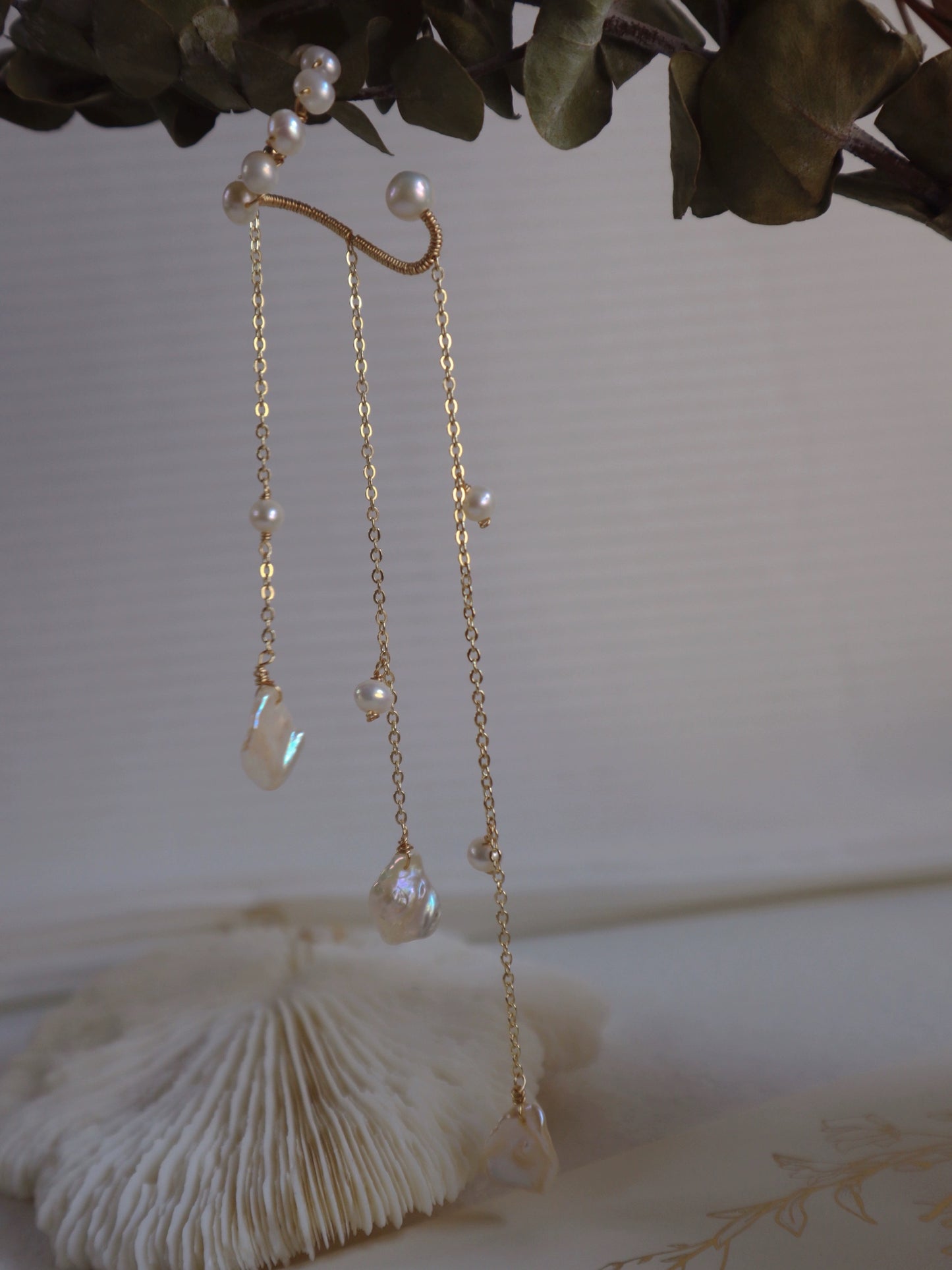 Baroque Pearl Long Drop Earrings