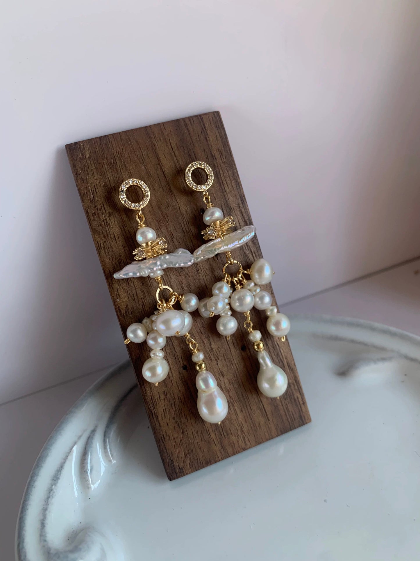 Natural Fresh Water Baroque Pearl Tassel Drop Earrings