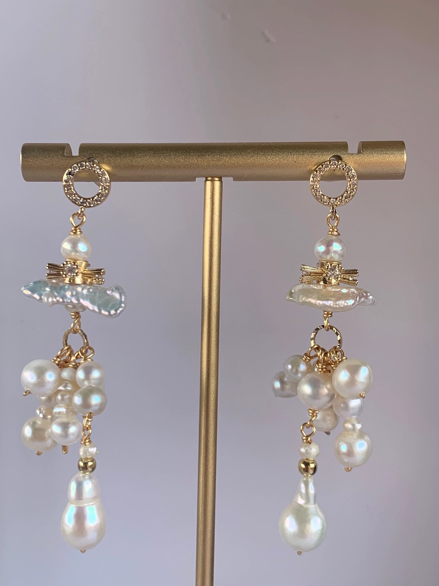 Natural Fresh Water Baroque Pearl Tassel Drop Earrings